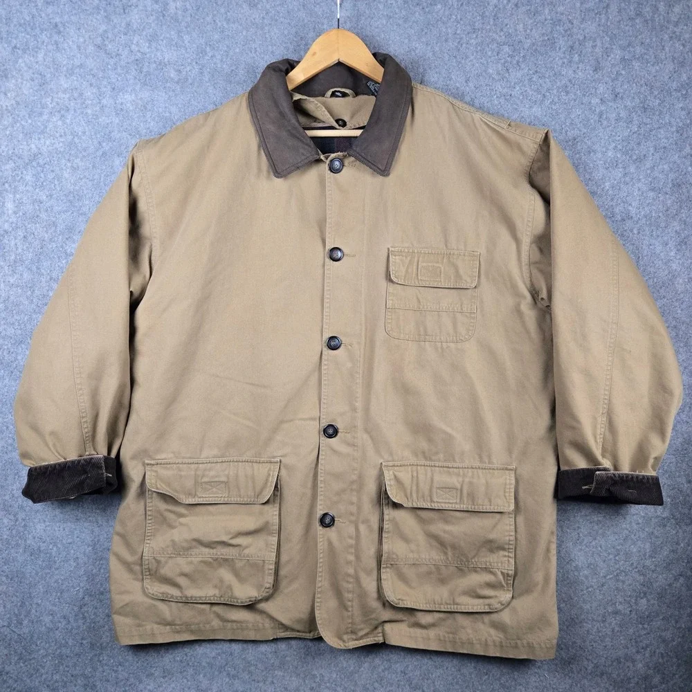 North Bay Barn Jacket Mens Large Tan Wool Lined Canvas Field Coat Workwear Chore